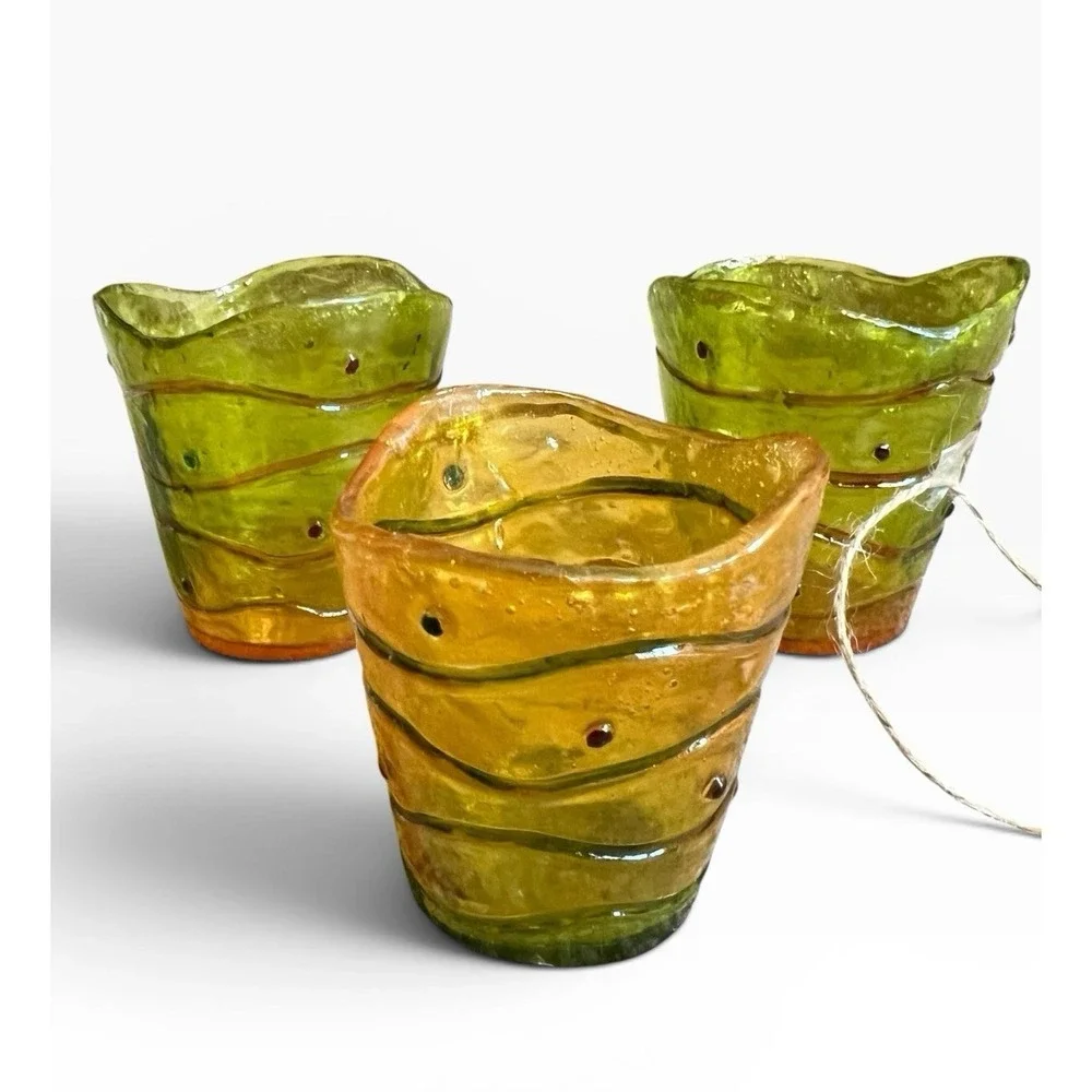 Vintage MCM Lucite Mini Vase Votive Candle Holder Set of 3 - Retro‎ Art Swirl